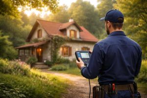 maison-campagne-technicien-appareil-verdure